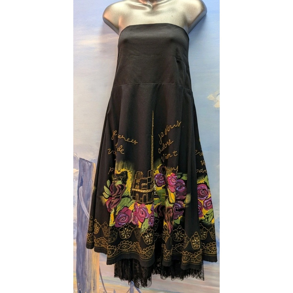 Anthropologie Basil & Maude Embellished Paris Dress SZ 10 Convertible To Skirt